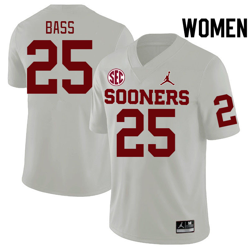 Women #25 Andy Bass Oklahoma Sooners 2024 SEC Conference College Football Jerseys-White